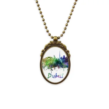 

Dubai The United Arab Emirates City Antique Brass Necklace Vintage Pendant Jewelry Deluxe Gift