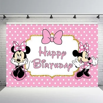 

Pink Minnie Photo Background Photography Birthday Backdrops Baby Shower Party Fotografia Background for Children Photo Studio