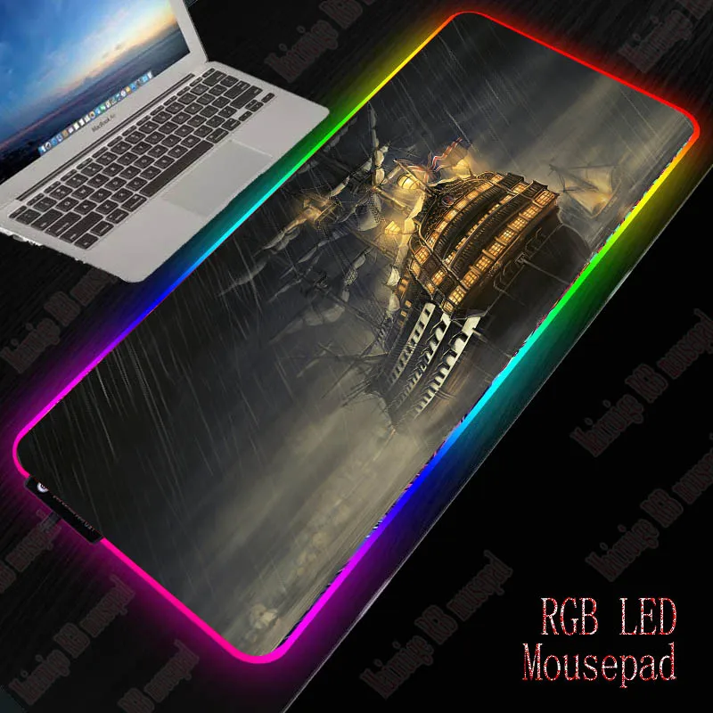 Большой игровой RGB коврик для мыши XGZ Sailboat геймерский большой компьютерный со