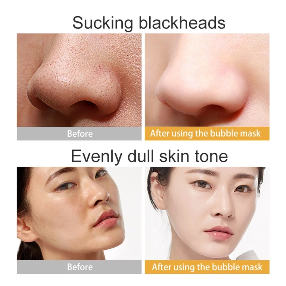 1pc Black Sea Salt Pure Moisturizing Bubble Facial Mask Deep Cleansing Oil Control Skin Rejuvenation Shrink Pore Foam Black Mask-1
