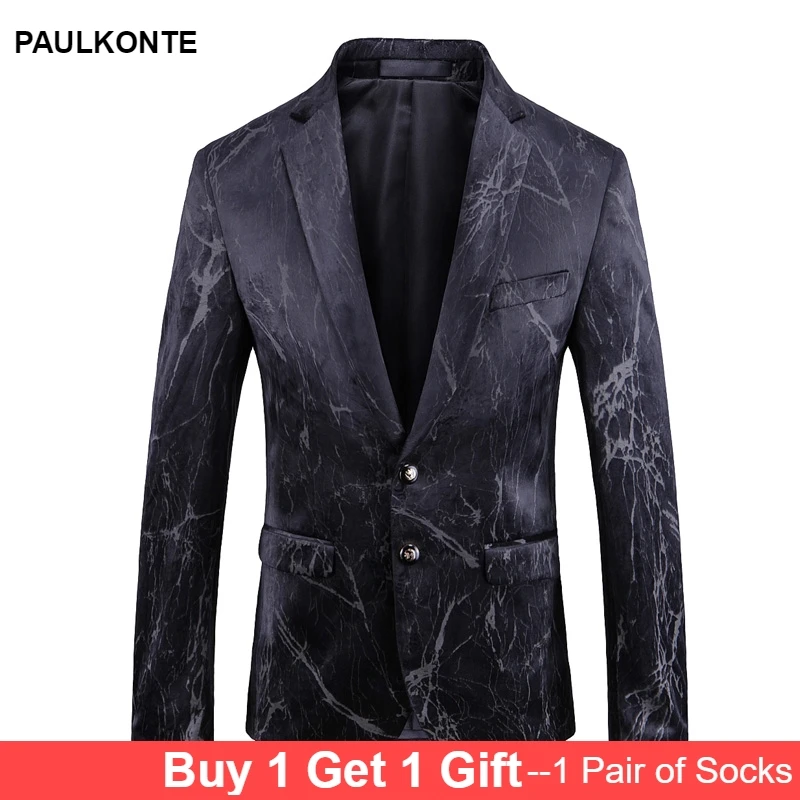 PAULKONTE Autumn Winter New Crack Style Mostly Male Blazer Fashion High Quality Business Party Wedding Man's Jacket
