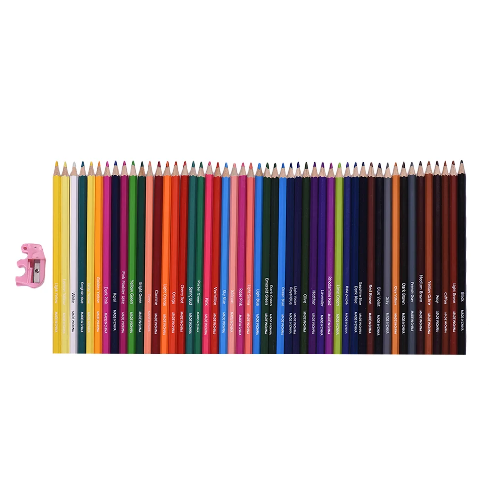 

50-Count Watercolor Colored Pencils Set With Portable Slot Case Sharpener Colors Student Books Artist Drawing Sketching Crafting