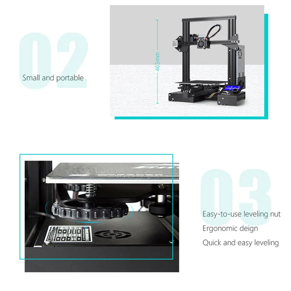 Creality Ender 3 3d принтер, алюминиевый, сделай сам, с печатью, 220x220x250 мм, высокоточный, DIY, бытовой принтер