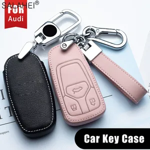 Image 2 - Leather Car styling Accessories For Audi A6 RS4 S5 A3 Q3 Q5 S3 A4 Q7 A5 TT 2018 For Car key Case bag cover decoration protection