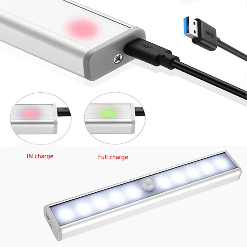 20 Вт, 30 Вт/60 Светодиодный s USB Перезаряжаемые светодиодный под светильник для шкафа кухонный шкаф движения PIR Сенсор шкаф ночник