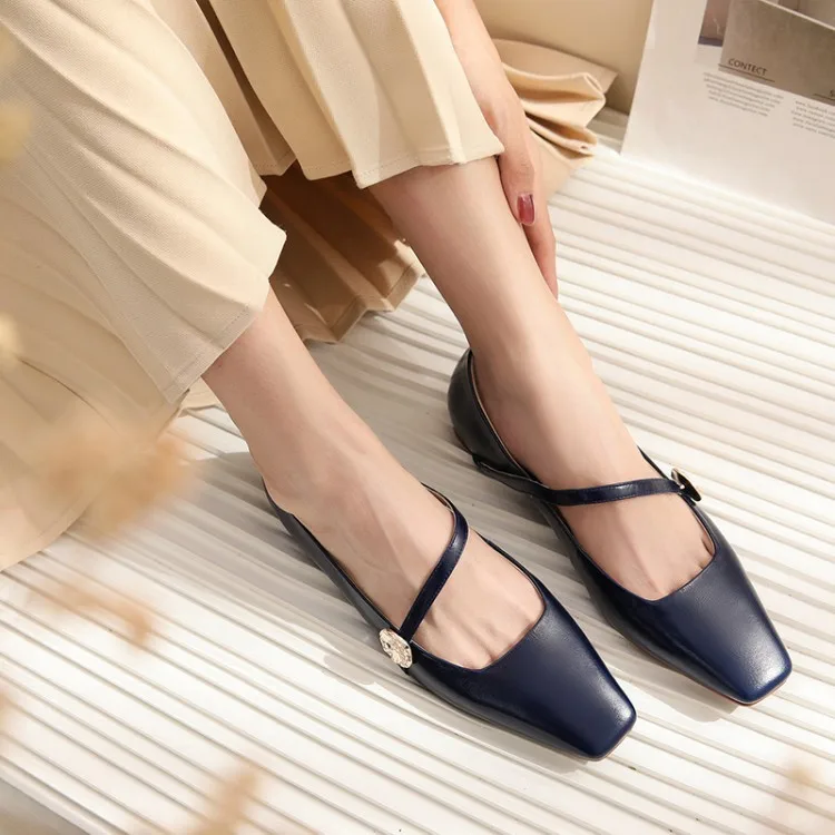 

Spring And Autumn New Style Simple French Retro Square Head Women's Low Heel Solid Color Low Top Low-Cut Fashion Shoes