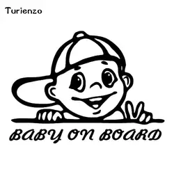 Turienzo 20,9*14,9 см озорной мальчик автомобиль Стайлинг ребенок на доске стильные автомобильные наклейки и наклейка черный/белый CT-436