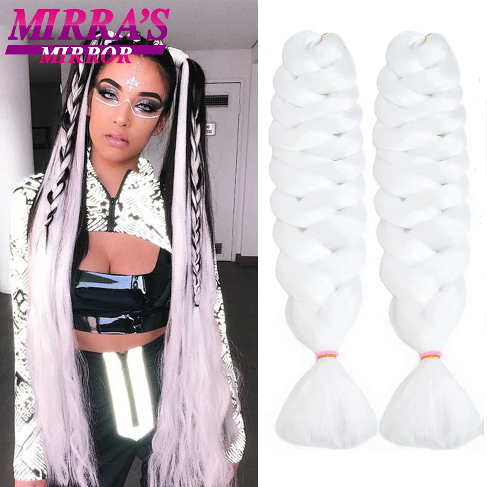 

Mirra's Mirror 5 Packs Long Braiding Hair 82 Inch Jumbo Braid Hair Extensions Pure White Yellow Red Blue Synthetic Hair For Bulk