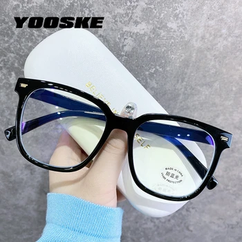 YOOSKE Computer Blue Light Glasses Frame Men Vintage Eyeglasses for Women Retro Transparent Fake Eyeglass Black Optical Frames 1