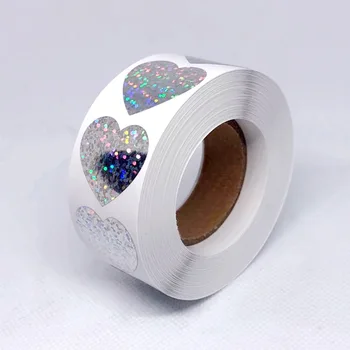 

50-500pcs shiny heart stickers scrapbooking for package seal labels custom sticker room decoration wedding sticker