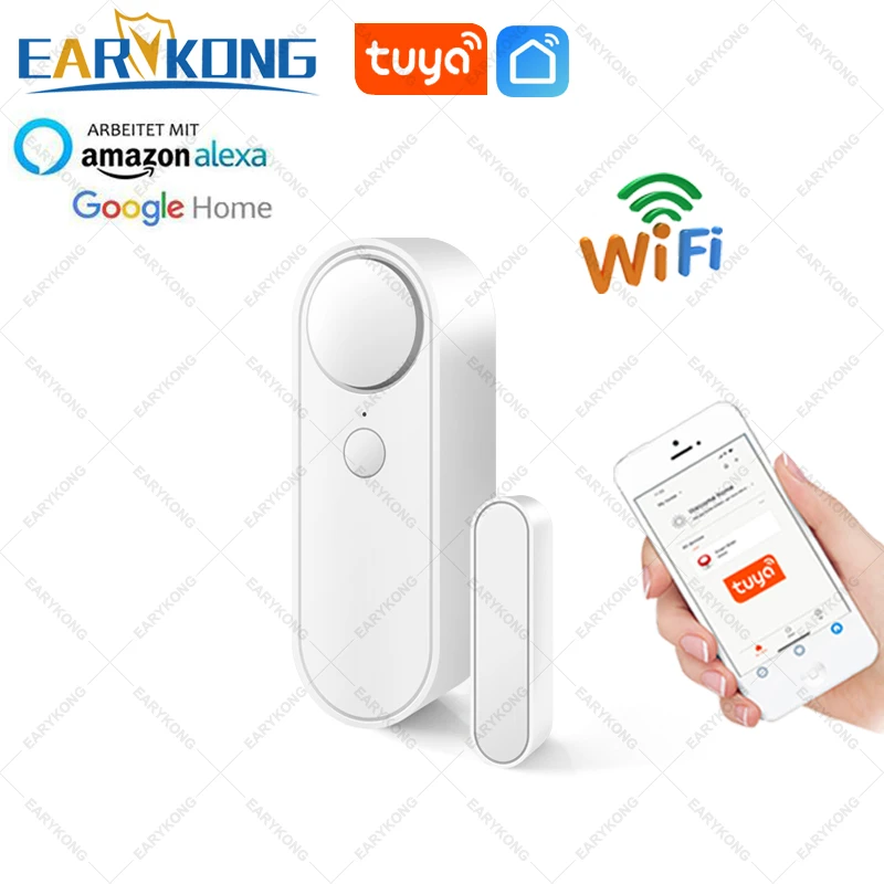 Tuya Smart WiFi Door Sensor Sound Alarm Door Open / Closed Detectors Wifi Home Alarm Compatible