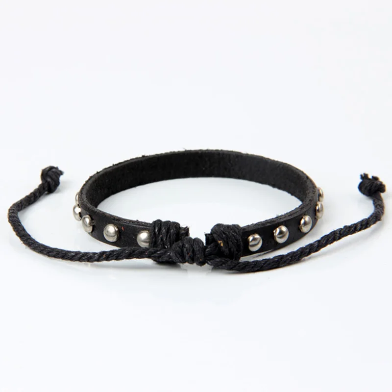 JINSE размер регулируемый кожаный браслет с заклепками винтажный кожаный браслет ювелирные изделия бижутерия унисекс для девочек и женщин PSL225