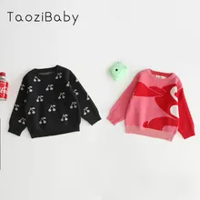 Girls'cardigan и полосатый вязаный свитер для маленьких девочек одежда осень-зима детская трикотажная одежда детский пуловер, свитер