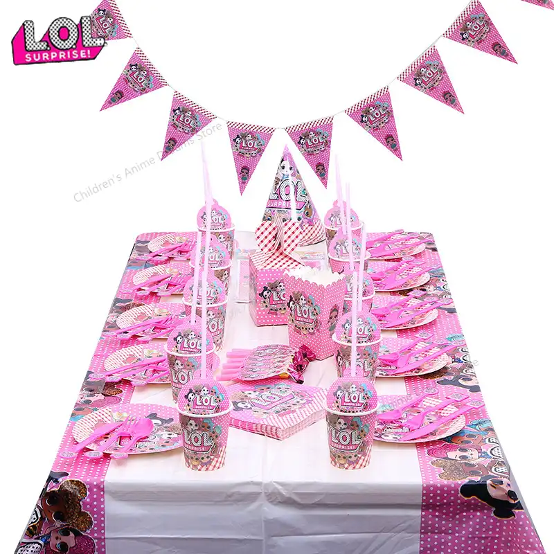 Lol Surprise Poupees Decoratives Pour Fete D Anniversaire Fournitures Thematiques Pour Fete D Anniversaire Assiette Tasse Cuillere Support A Gateaux Pour Activites Cadeaux Pour Evenements Aliexpress
