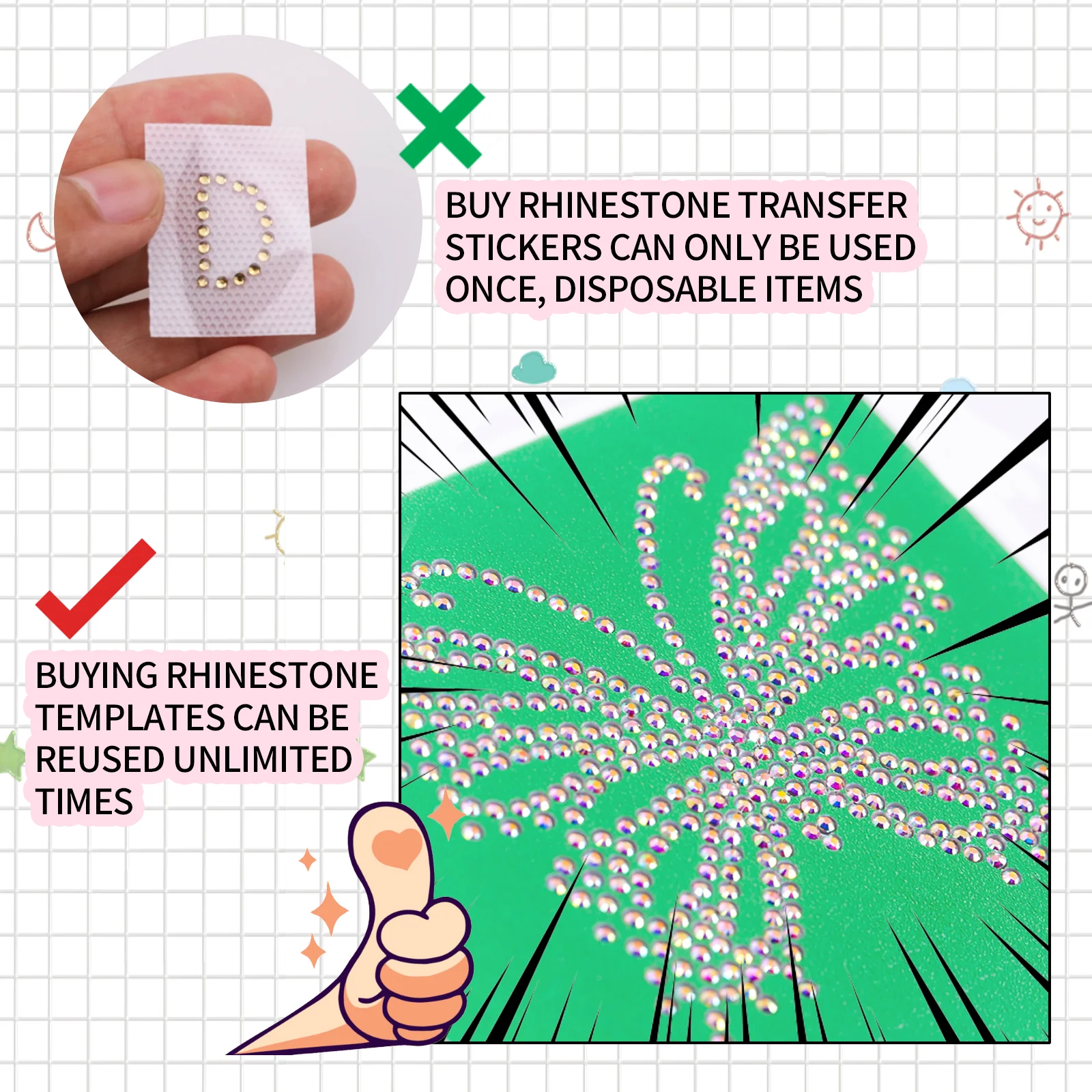 7 Sheets Iron On Rhinestones For Clothing - Crystal Transfers For DIY Clothing Embellishment