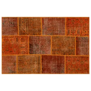 

Handmade Orange Vintage Overdyed Patchwork Area Rug 120x180 Cm-3'11''X5'11''