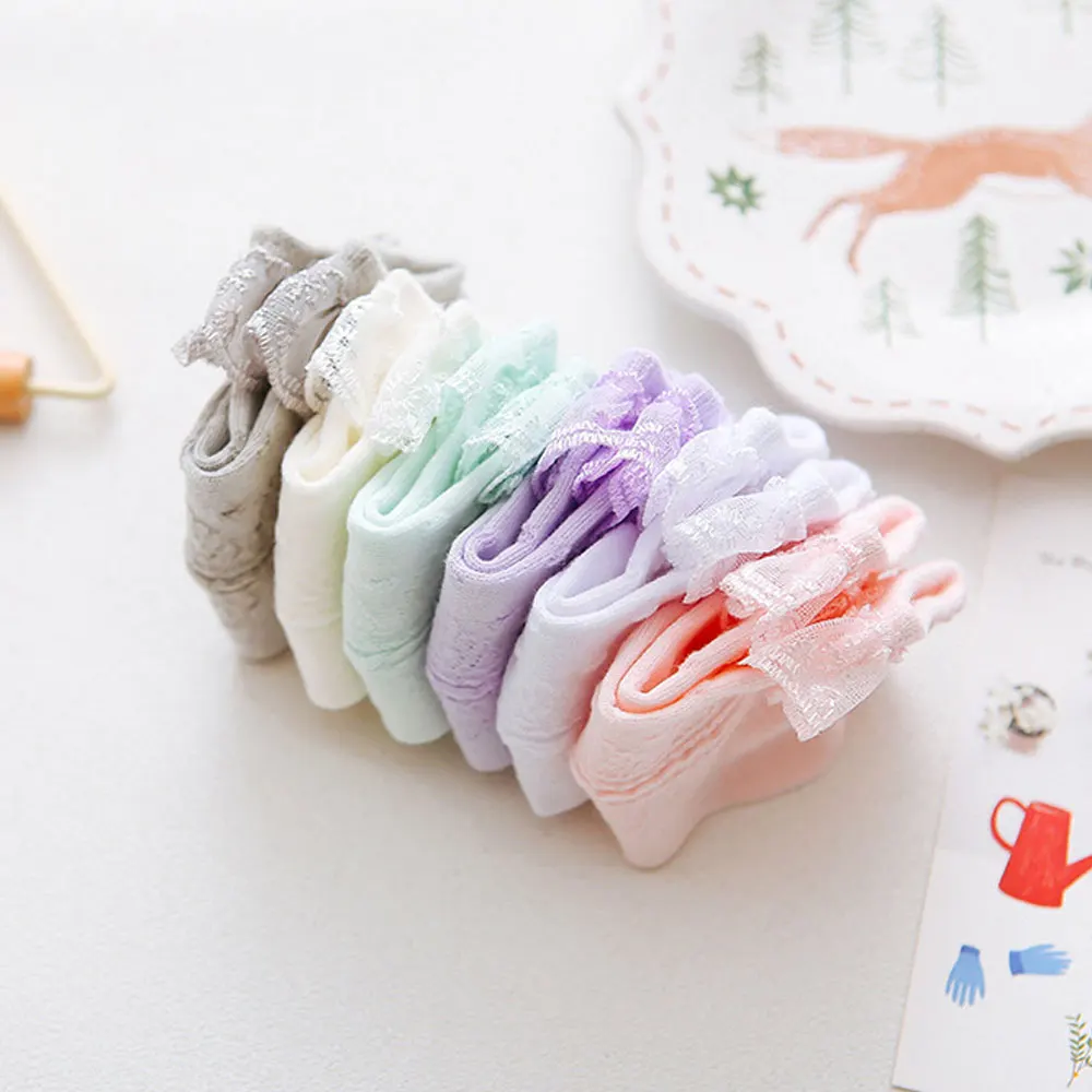 Носки для новорожденных, милые кружевные Дышащие носки с оборками, От 0 до 3 лет носки для маленьких девочек
