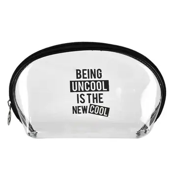

1pc Transparent Waterproof Makeup Bag Creative Portable Splash Proof Letter Printing Cosmetic Bag Toiletry Pouch For Travel