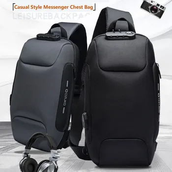 

Fashion Casual Men Chest Bag iPad Compatible Messenger Bag Crossbody Bag Black Casual Simple Single Anti Theft Shoulder Bag