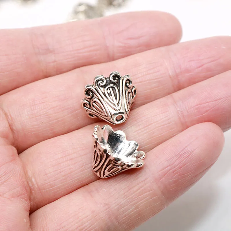 

16*10mm Metal Vintage Silver Large Size Beads Cap Flower Bead Caps End Silver Cap Needlework Charms Jewelry Findings Components