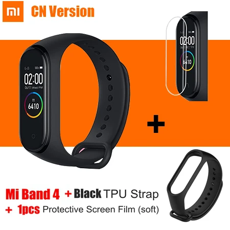 Xiaomi mi браслет 4 Смарт Браслет mi Band 4 глобальная версия браслет OLED экран 50 м водонепроницаемый ремешок 4 Часы трек - Цвет: cn add tpu black