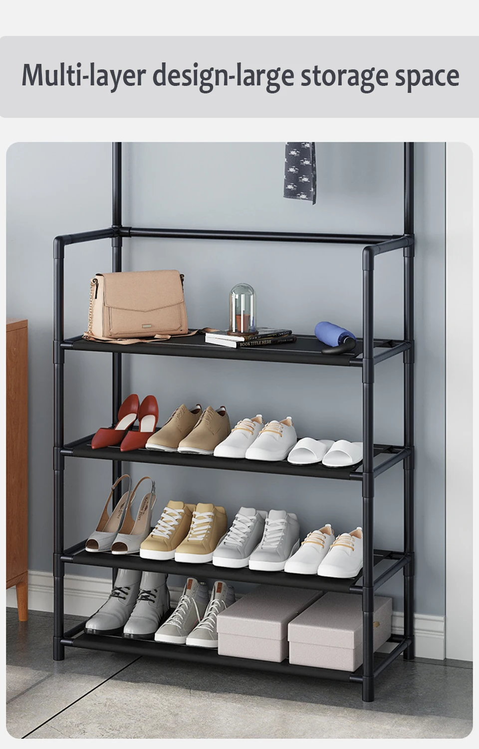 Coat Rack Clothes Hanger Floor Hanger Storage Wardrobe Clothing Drying Racks Shoe Rack Bathroom Furniture Hanger Rack Hangers