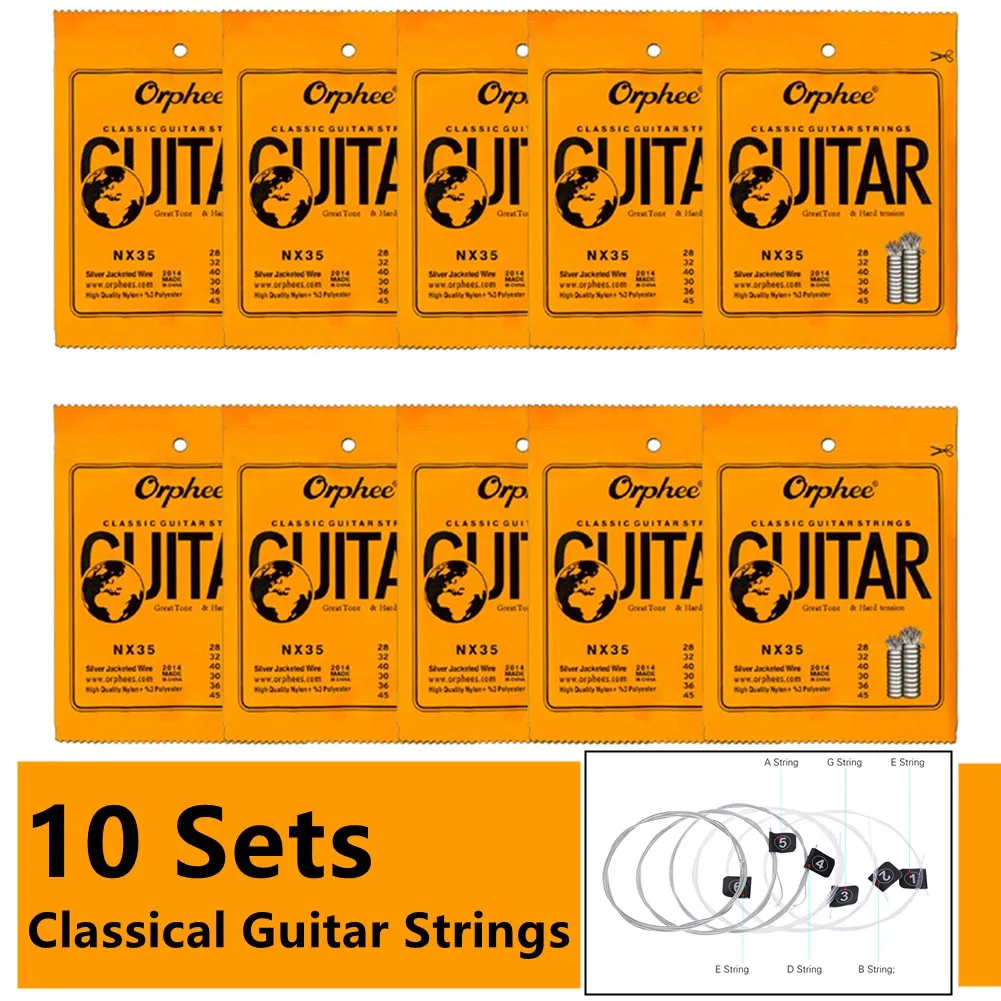 10setOrpheeClassicGuitarStringsNylonThreadSilverPlatedWire