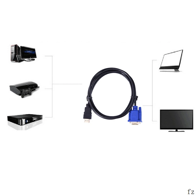 100 шт. 1,8 м HDMI Мужской к SVGA VGA Мужской адаптер A/V кабель конвертер