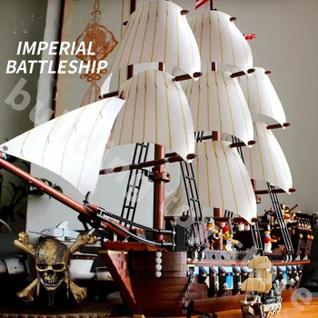 

Military 1717PCS Imperial historical Flagship building block 10210 Pirates Ship Of The Caribbean toy captain figures