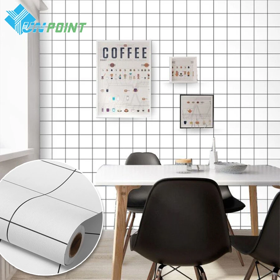 

White Plaid Wall Sticker DIY Room Decoration Self Adhesive Film Modern Bedroom Living Room Background Stickers On The Wall