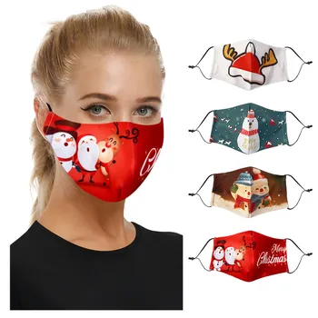 

Adult Christmas Pure Cotton Earloop Washable Windproof Breathable Masks Respirator Smog Safety Mask masques Protected Mascarilla