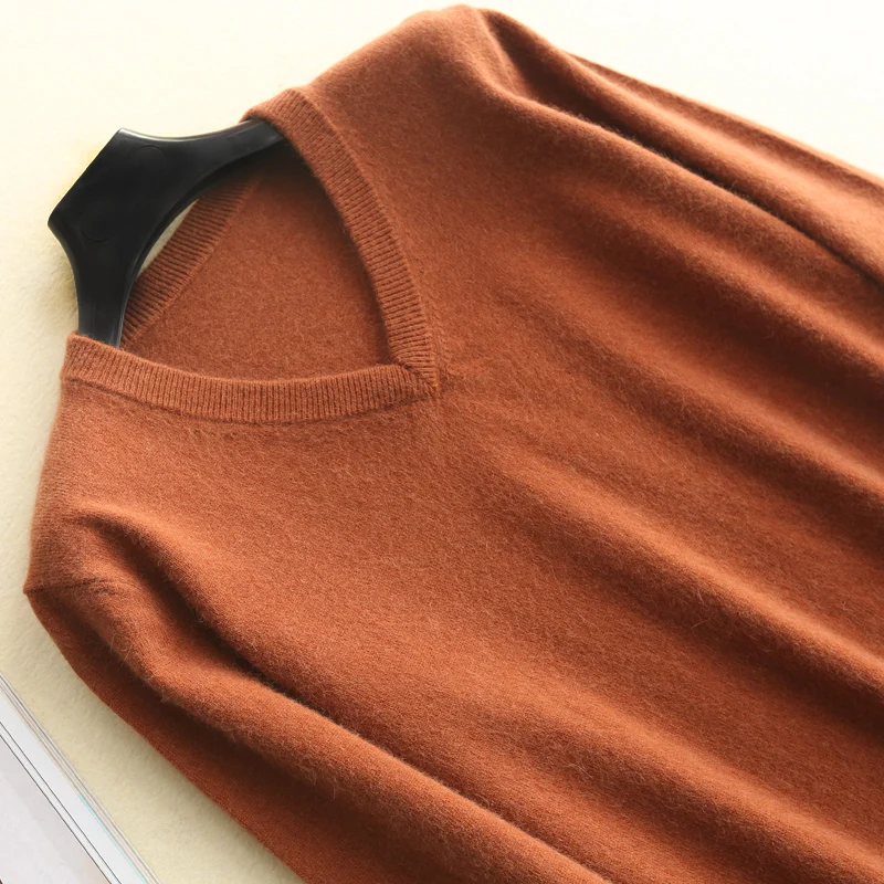 Vneck-dark orange Мужские свитера, джемперы с v-образным вырезом, кашемир и шерсть, вязаные мягкие пуловеры, зима, новая мода,, плюс размер, мужской свитер - Цвет: Vneck-dark orange