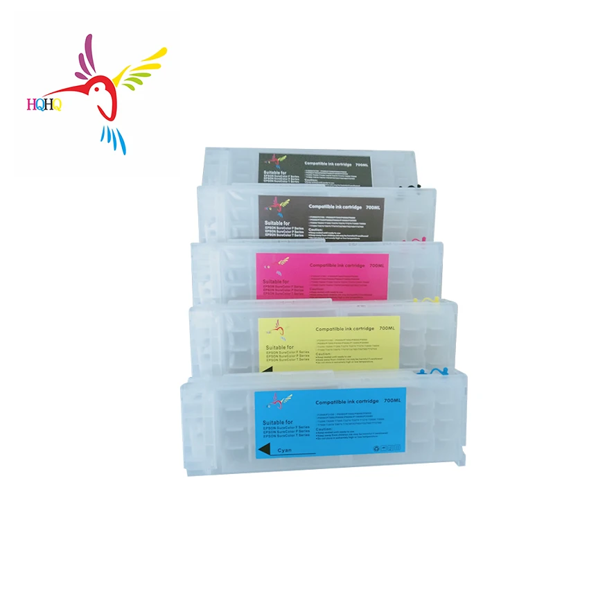 

700ML Empty Refillable Ink Cartridge For Epson SureColor T3000 T5000 T7000 Printer Installed Stable Chips T6941-T6945