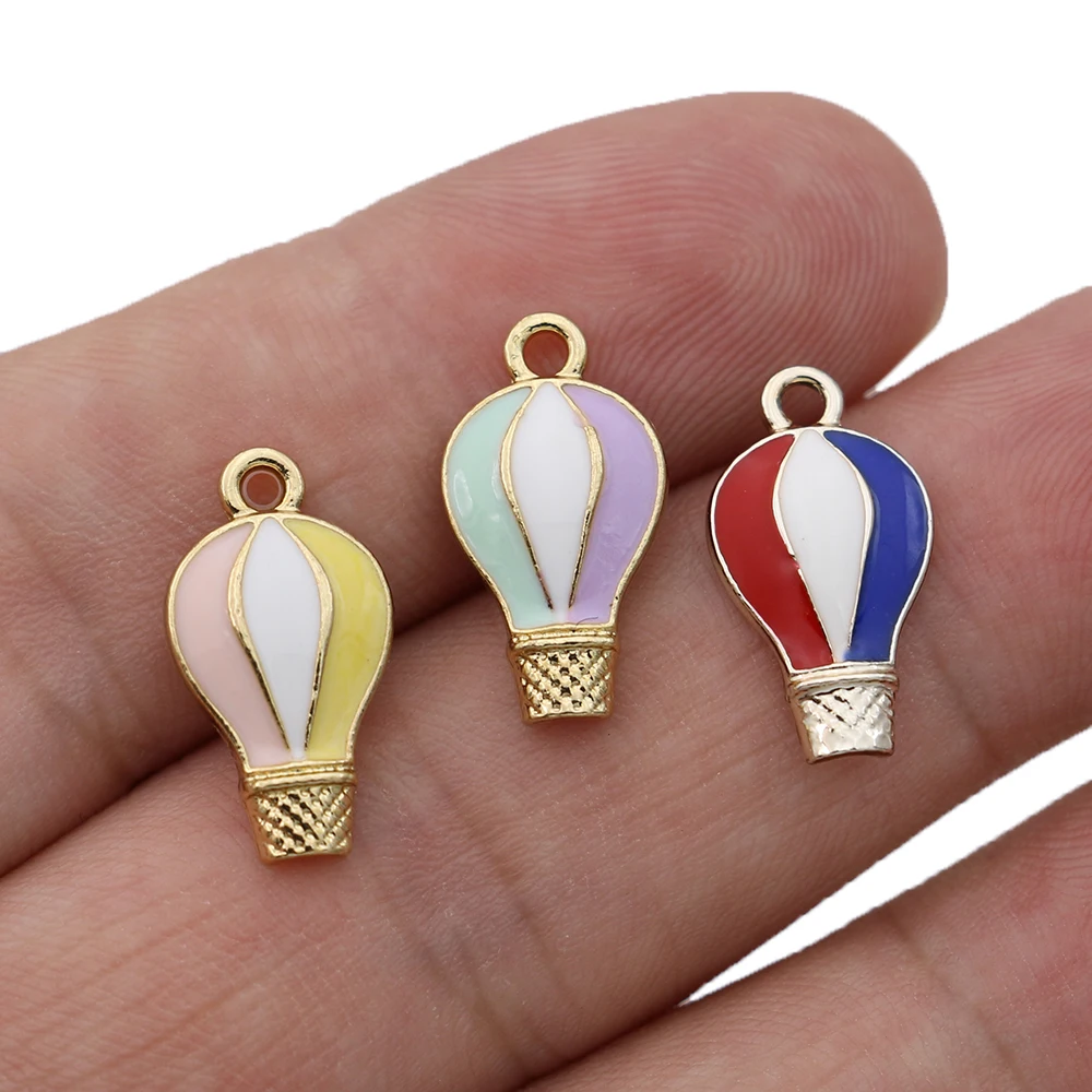 10Pcs Gold Color Hot Air Balloon Charm Pendant for Jewelry Making Earrings Bracelet Necklace Accessories DIY Findings