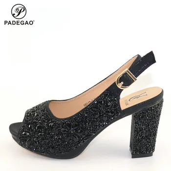 

Top Selling Woman Italian Pointed Toe Shoes African Style Square Heels Sandals Shoes Without Bag For Fashion Party