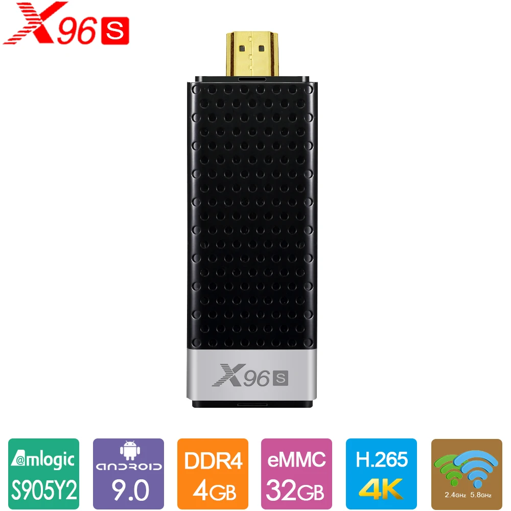  X96S TV Stick Android 9.0 TV Box Amlogic S905Y2 DDR4 4GB 32GB Smart TV Box 2.4G 5G Dual WiFi Blueto