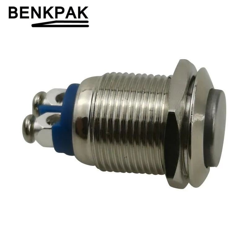 1CS 2pin 1NO 2Pin мгновенный металлический водонепроницаемый кнопочный переключатель 12