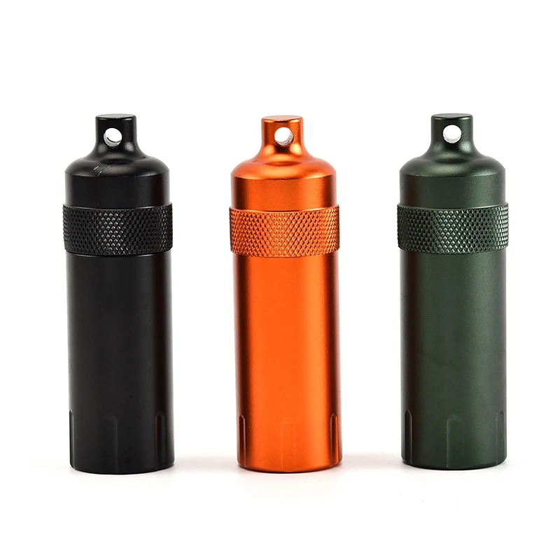 

High Quality Aluminium Alloy Waterproof Pill Tank Capsule Seal Bottle Outdoor Hiking EDC Survival Case Emergency First Aid Tool