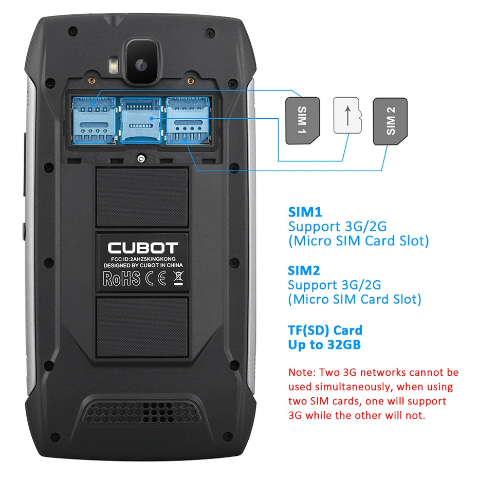 Cubot KingKong IP68 Водонепроницаемый 2 Гб 16 Гб пылезащитный Ударопрочный сотовый MT6580 четырехъядерный 5,0 дюймовый HD 4400 мАч смартфон