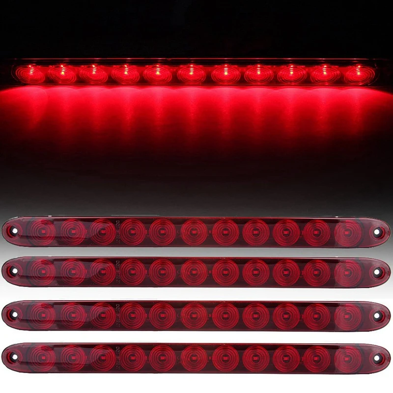 

4Pcs 15 Inch Red Led Stop Brake Turn Tail Light Bar Truck Trailer Rv Car Waterproof With Screws