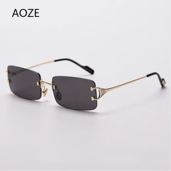 

2020 unisex tinted sunglasses without hoop retro rectangular sunglasses for women summer metal high quality Women ins Popular UV