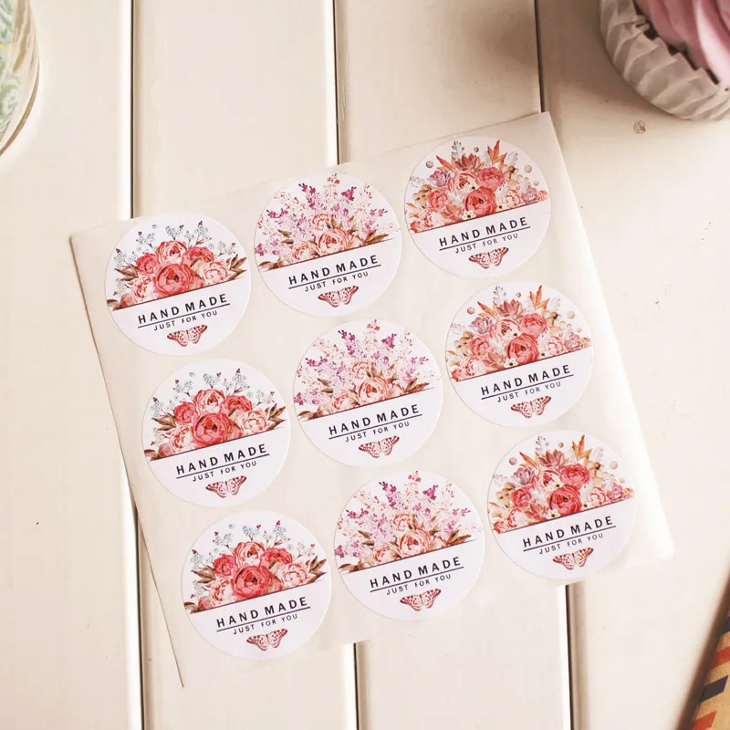 

54pcs/lot(6 Sheets) Fairy Colorful Round Flowers Butterfly Just For You Hand Made Flower Design Sticker Labels Stationery Sticke
