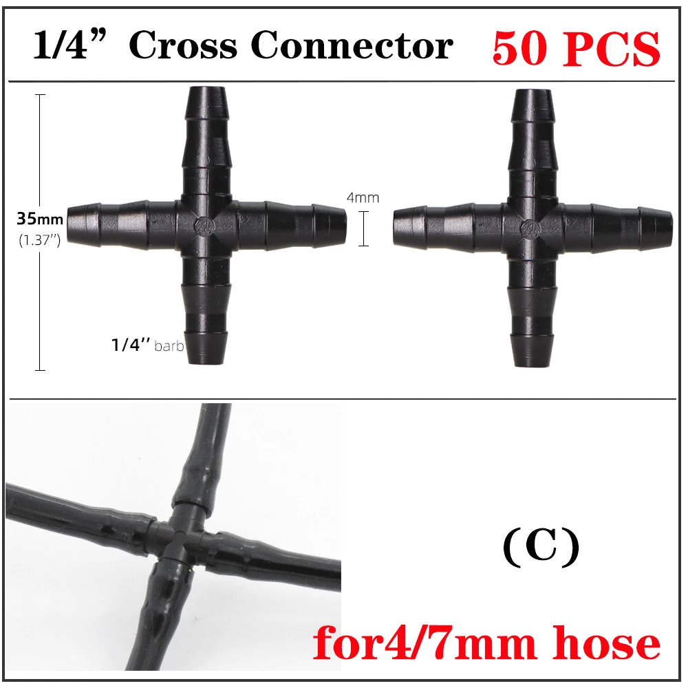 Garden Irrigation Dripper Connector 4/7mm 3/5mm Hose Connectors Double Barb Tee Elbow Connection 6.0mm 7.5mm Sprinker Adapter