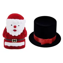 2 шт. коробка для хранения: 1 шт. коробка для ювелирных изделий Кольцо Дисплей Подарочный Органайзер форма шляпы-черный и 1 шт. Санта-образный