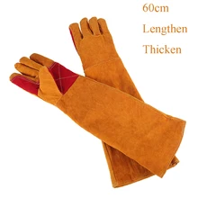 Утолщенные Анти Укус 60 см кожаные перчатки для собак, кошек, змей, ежиков, домашних животных, кормушка, обучение Лову животных, сварочный аппарат, гольфы