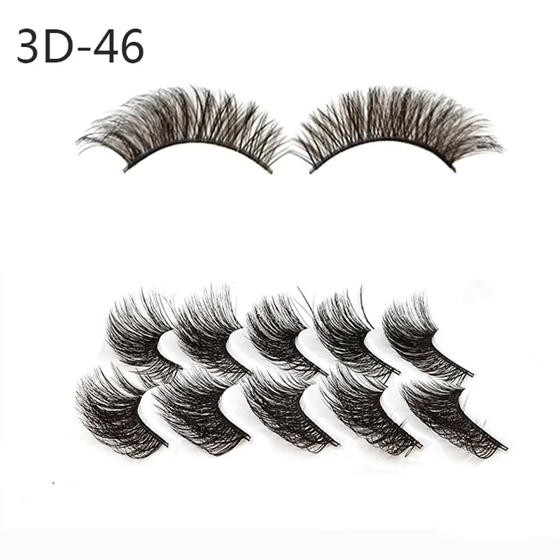 3D-46-5Pairs 5 пар 3D Искусственные норковые накладные ресницы для наращивания, пушистые ресницы для макияжа, инструменты для наращивания - Цвет: 3D-46-5Pairs