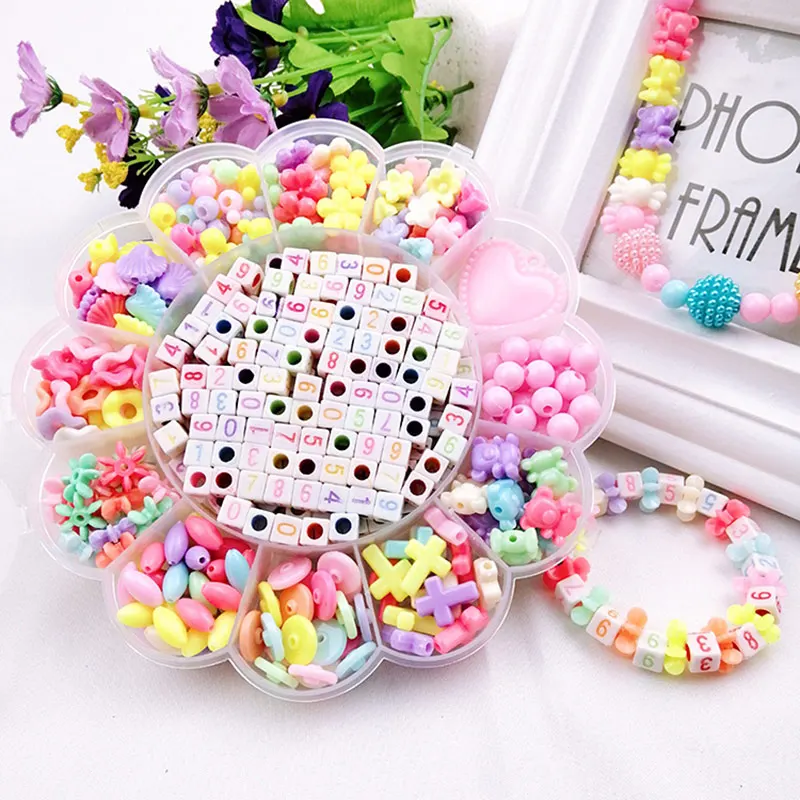 

Diy Beads Toys for Children Handmade Necklaces Bracelets Jewelry Making Beads Kit Set hacer pulseras nina Girl Educational Toys