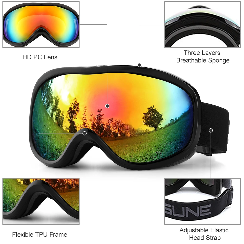 Лыжные очки для сноуборда для мужчин/женщин, очки для сноуборда, очки с двойными линзами, антибликовые очки с защитой UV400