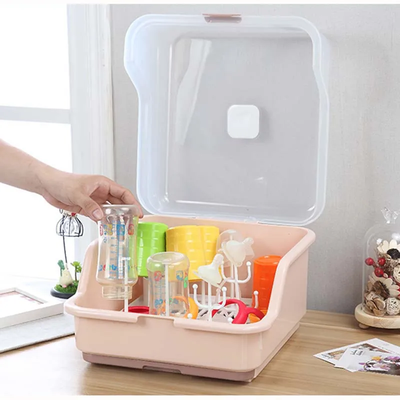 Portable Baby Bottles Drying Rack Storage Box Feeding Bottle Drying Rack  Feeding Bottle Shelf Container Baby Bottle Storage Box Dust proof Drain