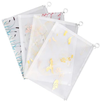 

4pcs Portable Zipper File Pocket Plastic Waterproof File Bags Transparent File Pockets File Holder for School Office (Colorful)